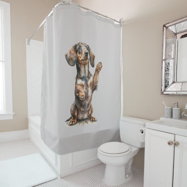 Water colour Dachshund Shower Curtain (In Situ)