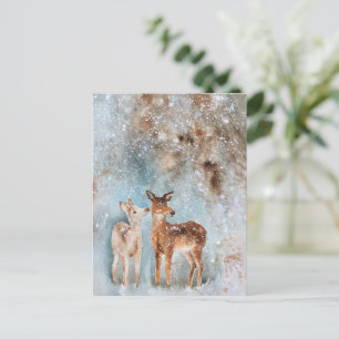 Water Colour Deer Christmas postcard