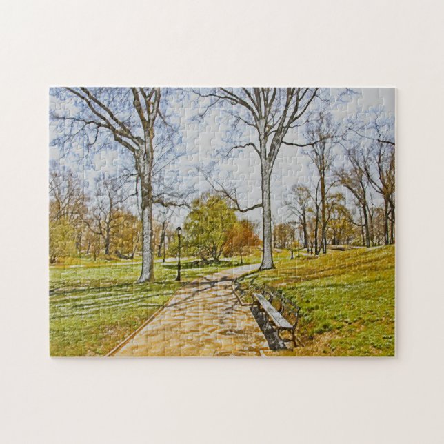 Water Colour Effect. Central Park New York. Jigsaw Puzzle (Horizontal)