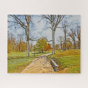 Water Colour Effect. Central Park New York. Jigsaw Puzzle