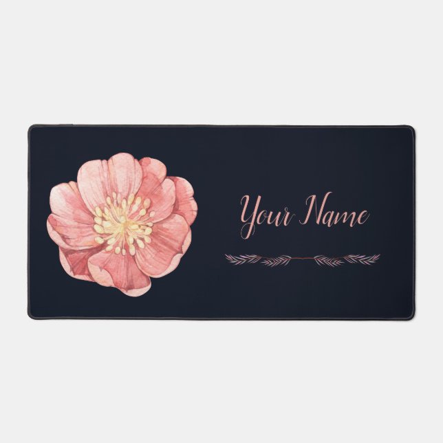 Water Colour Elegant Stylish Floral Blossom Desk Mat (Front)
