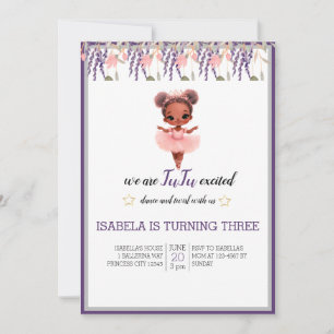 Water Colour Floral Ballerina Dancer Birthday Invitation