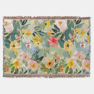 Water colour floral print all-season throw blanket