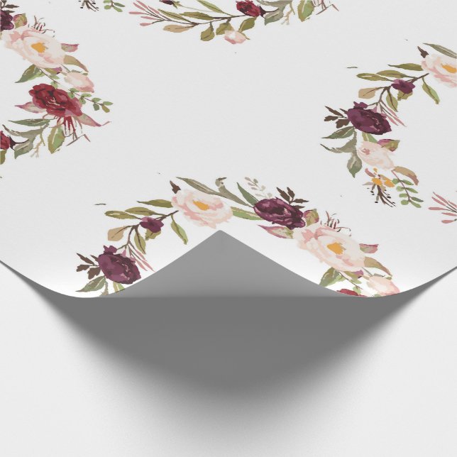 water colour floral wreath gift wrap (Corner)