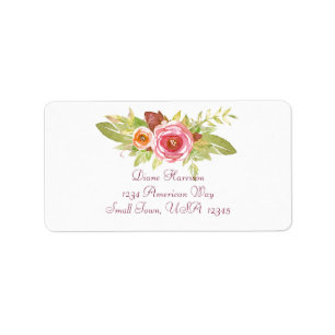 Water Colour Flower Bouquet Address Labels
