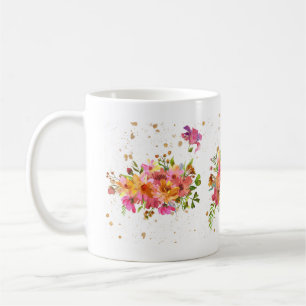 Water colour Flower Bright Gold Coffee Mug