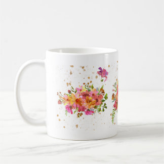 Water colour Flower Bright Gold Coffee Mug 