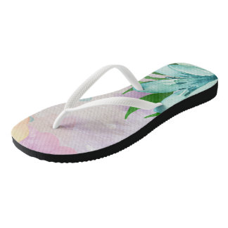 Water Colour Flower Flip Flops