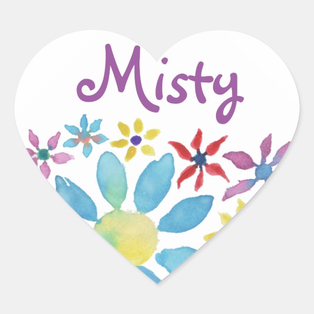 Water Colour Flower Heart Sticker (Front)