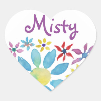 Water Colour Flower Heart Sticker