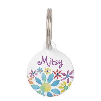 Water Colour Flower Pet Tag