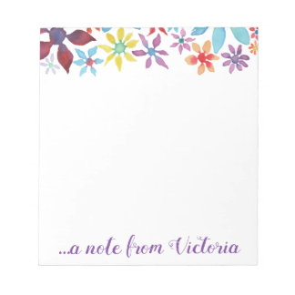 Water Colour Flowers Personalised Notepad