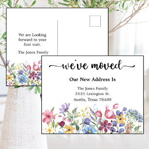 Water Colour Flowers We Have Moved Announcement  Postcard
