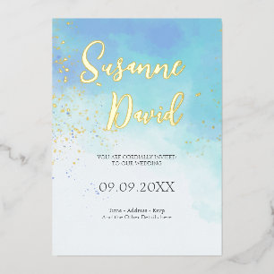 Water Colour & Foil Invitation