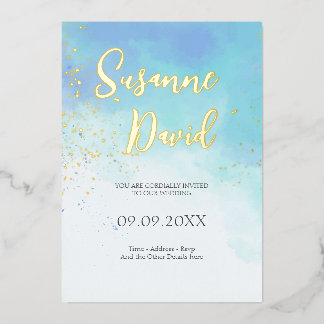 Water Colour & Foil Invitation