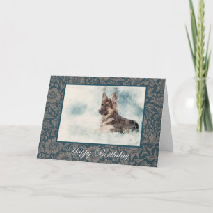 Water colour german shepherd birthday card. card