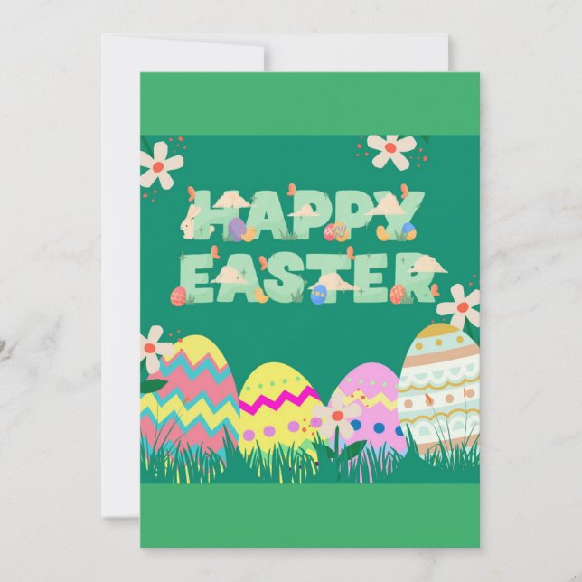 Water colour green easter egg card  (Front)