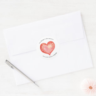 Water colour Heart and quote Classic Round Sticker