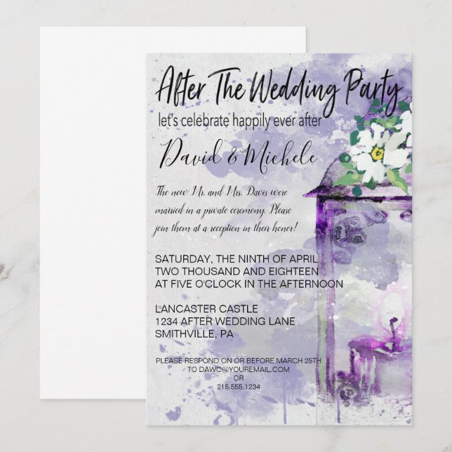 Water Colour Lantern  After the Wedding Party Invitation (Front/Back)