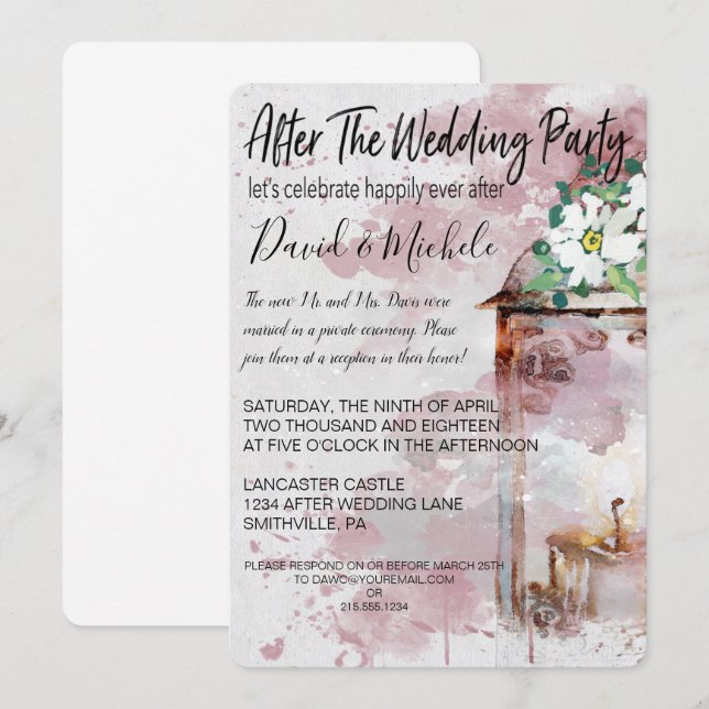 Water Colour Lantern  After the Wedding Party Invitation (Front/Back)