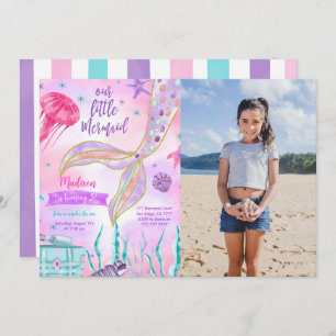 Water Colour Mermaid Photo Invitation