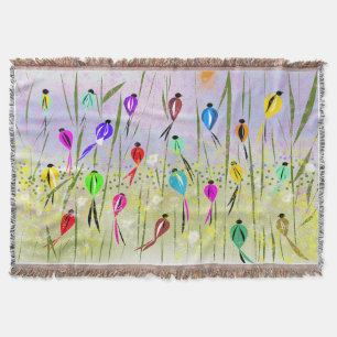 Water-colour Modern Birds in the Morning Throw Blanket