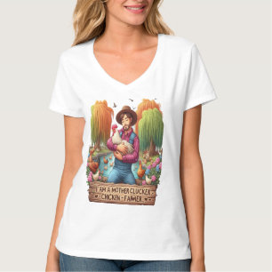 Water Colour Mother Clucker Chicken Farmer T-Shirt
