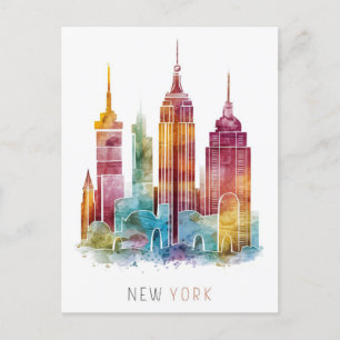 water colour new york postcard