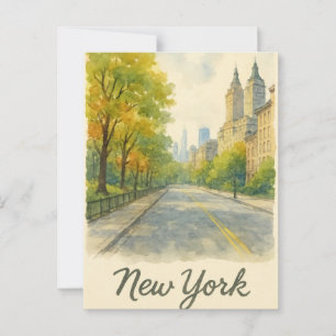 water colour new york  postcard