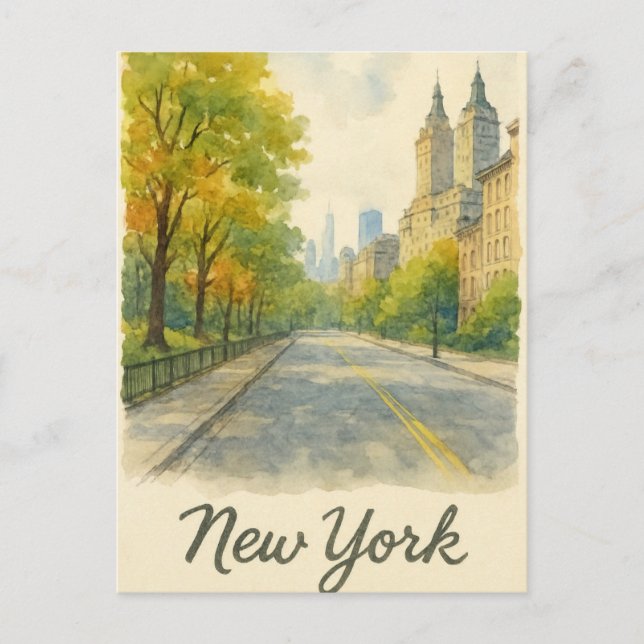 water colour new york  postcard (Front)