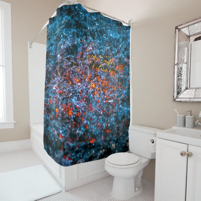 Water Colour - Orange Shower Curtain (In Situ)