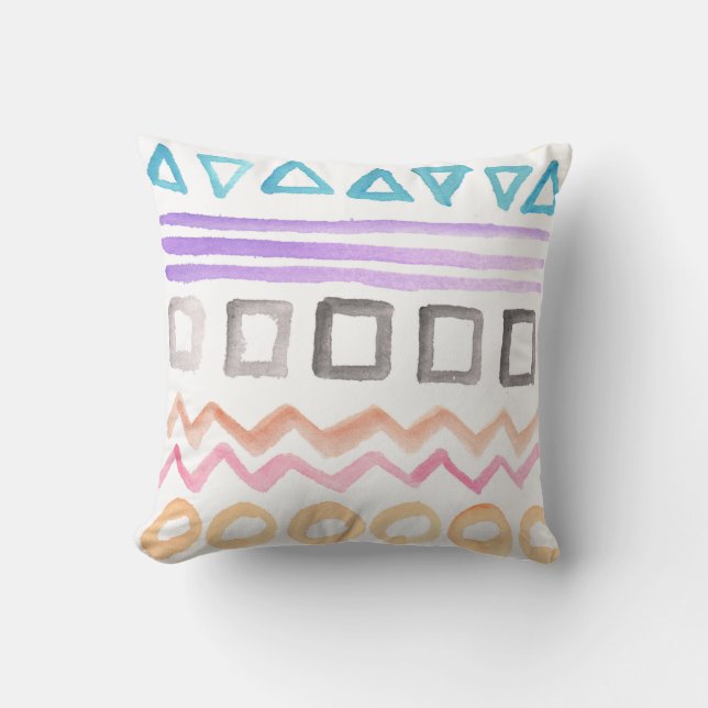 water colour painted abstract cushion (Front)