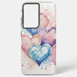 Water Colour Painted Hearts phone case