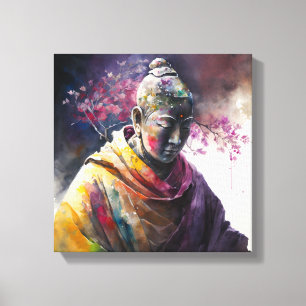 water colour painting of korean buddha  canvas print