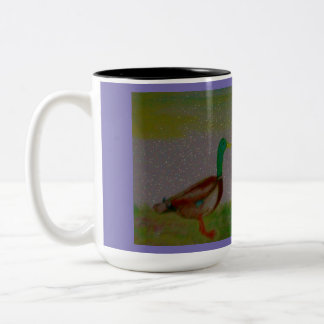 Water Colour Painting, Pond Buddies Two-Tone Coffee Mug