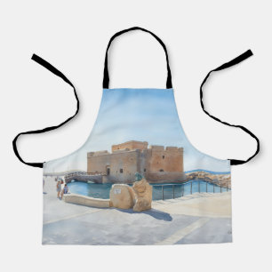 Water colour painting style image of Paphos Castle Apron