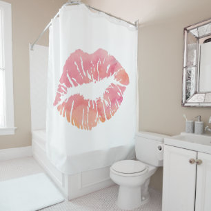 Water Colour Pink Lips Shower Curtain