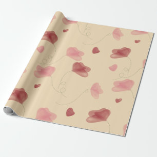 Water colour poppy flower  wrapping paper