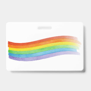 Water Colour Rainbow ID Badge