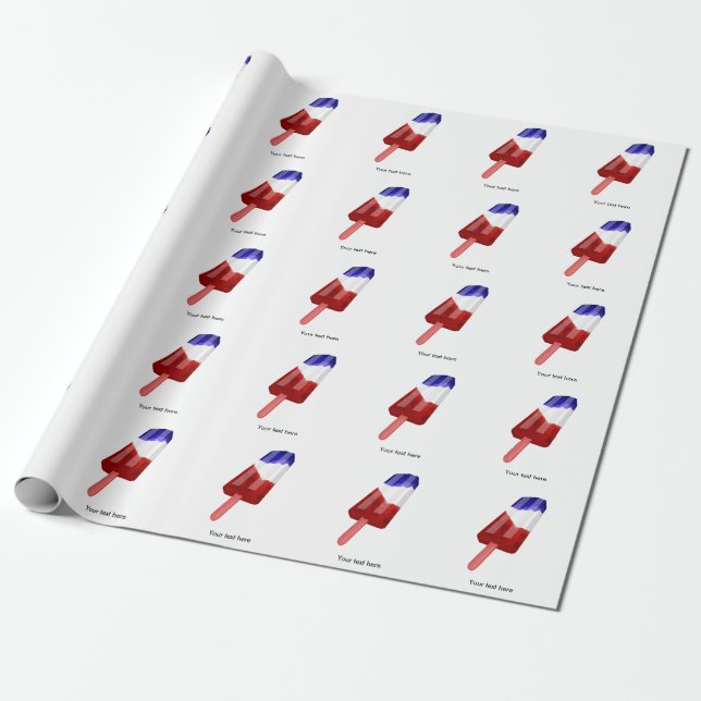 Water Colour Red White and Blue Popsicle Wrapping Paper (Unrolled)
