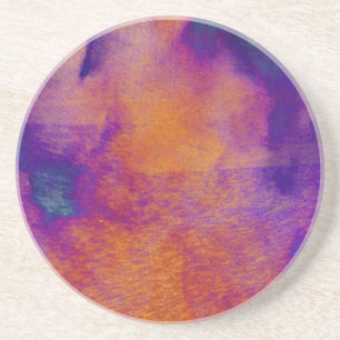 Water colour red yellow blue purple graphic art coaster