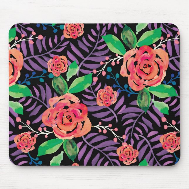 water colour roses forest mouse mat (Front)