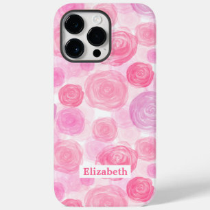 Water Colour Roses Pattern With Your Name  Case-Mate iPhone 14 Pro Max Case