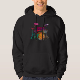 Water Colour Style Drummer Drum Set  Drummer Hoodie