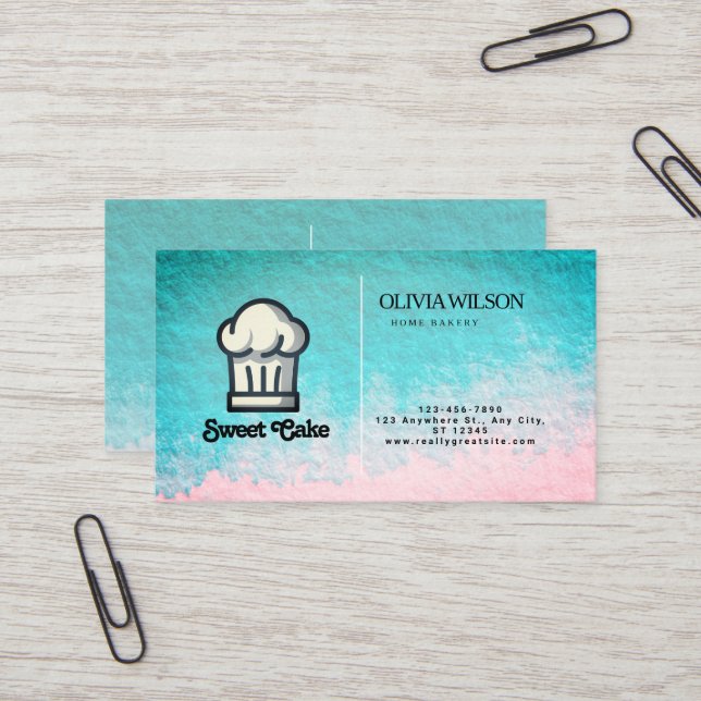  Water Colour Surface Pink Single Side Logo Business Card (Front/Back In Situ)