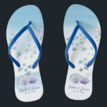 Water colour theme Beach Wedding Flipflops<br><div class="desc">Water colour theme Beach Wedding Flipflops</div>