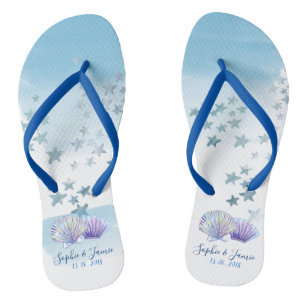 Water colour theme Beach Wedding Flipflops