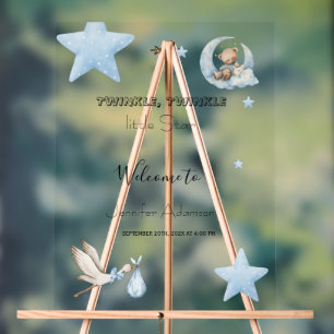 Water colour twinkle twinkle little star boy baby  acrylic sign