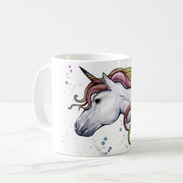 Water Colour Unicorn Coffee Mug (Front Left)