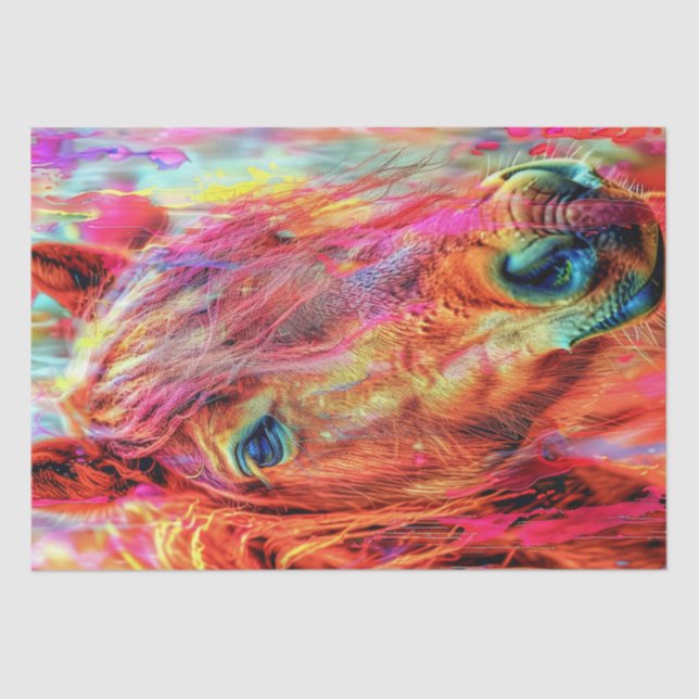Water Colour Vibrant Painted Horse Decoupage Tissue Paper (Front)